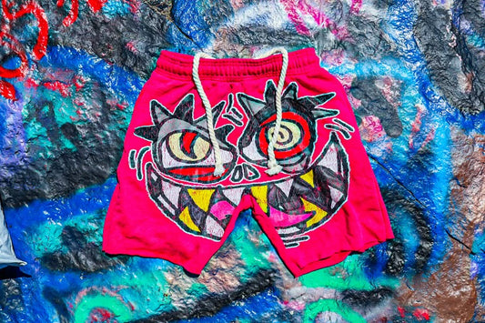 "CONJUCTIVE FIGURES" FUCHSIA SHORTS